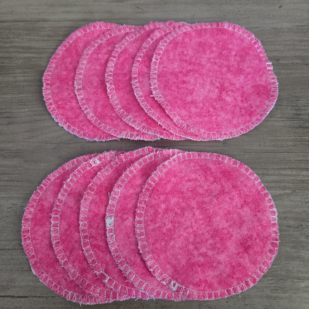 10 Pack Of Handmade 2Ply Bright Pink Reusable Facial Rounds